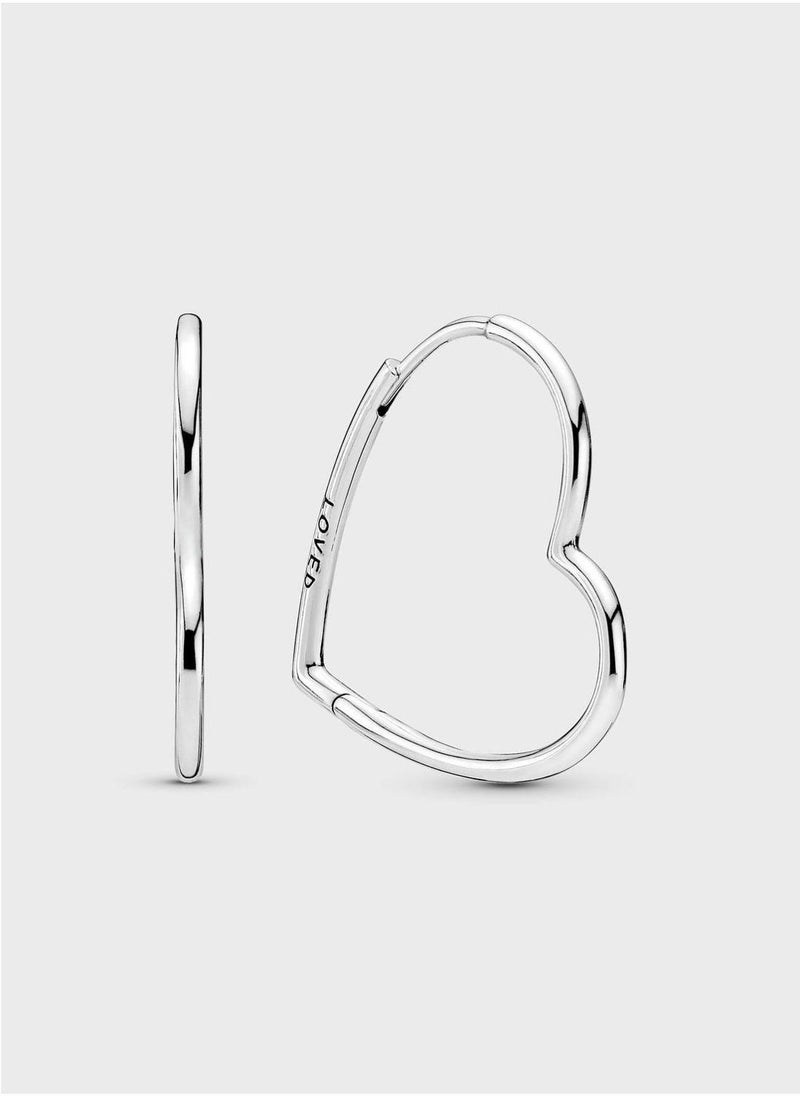 PANDORA Asymmetrical Heart Hoop Earrings - Image 1
