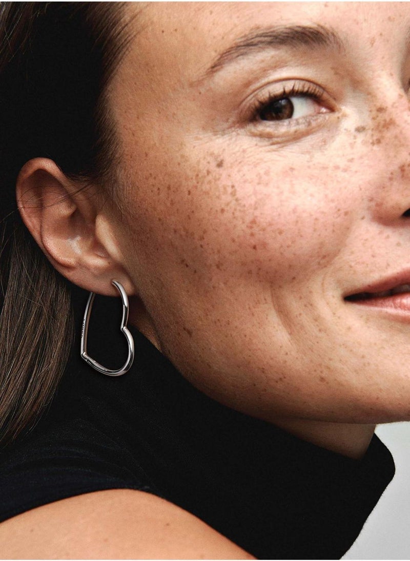 PANDORA Asymmetrical Heart Hoop Earrings - Image 2