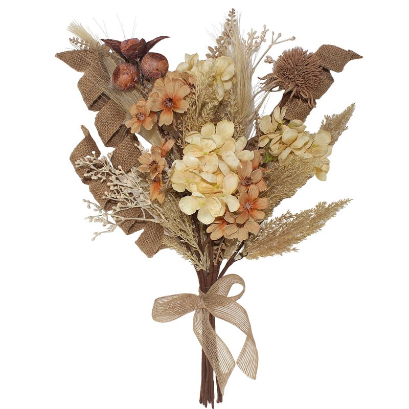 18Pcs Boho Faux Fall Dried Pampas Grass Silk Hydrangea Flowers Bouquets Fall Decor Fake Autumn Thanksgiving Harvest Stems Fall Picks Branches Floral Arrangements for Vase 18