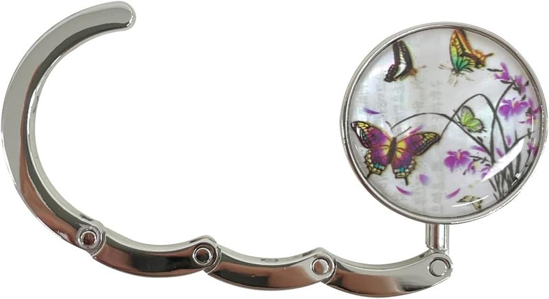 PLAY Mother of Pearl Purse Hook Magnet Clip Table Handbag Hanger Foldable Table Holder (Purple Butterfly) - Image 3