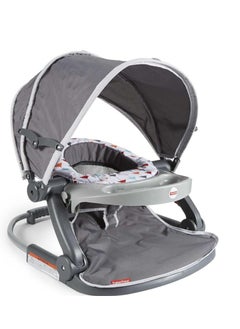 Fisher-Price Fisher-Price Travel Baby Chair On-the-Go Sit-Me-Up Floor Seat with Snack Tray and Canopy for Outdoor Use, Arrows Away  - Image 1