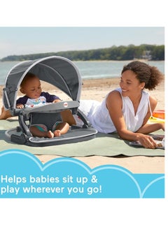 Fisher-Price Fisher-Price Travel Baby Chair On-the-Go Sit-Me-Up Floor Seat with Snack Tray and Canopy for Outdoor Use, Arrows Away  - Image 4