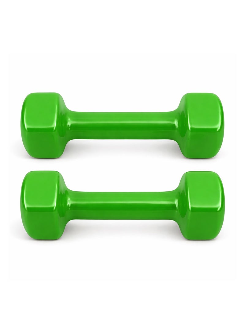 أتش برو زوج دمبل فينيل بوزن ٥ كجم من إتش إم سبورتس باللون الأخضر، مجموعة أوزان يد مثالية لتمارين اللياقة في المنزل. - Image 3