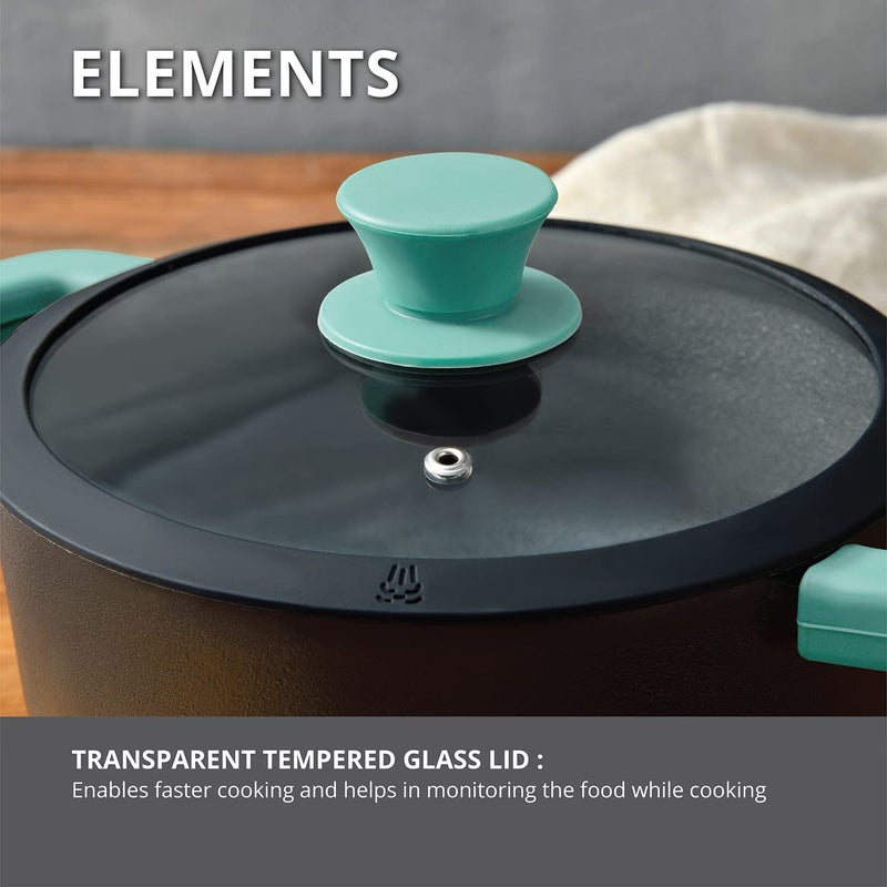 BERGNER Bergner Elements Cast Iron 24 cm Casserole PreSeasoned 36 L Capacity for SlowDumBiryaniCurryPulaoOnePotMealBakeServe Induction Gas Ready 7Year Warranty by Bergner  - Image 5