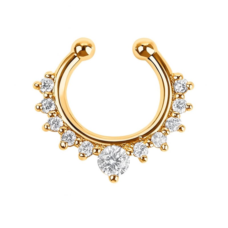 RUVEE Nose & Ear Clip Gold Plated Pin Non Pierced Just Press for Women & Girls - Image 1