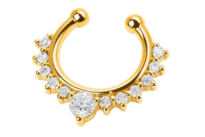 RUVEE Nose & Ear Clip Gold Plated Pin Non Pierced Just Press for Women & Girls - Image 2