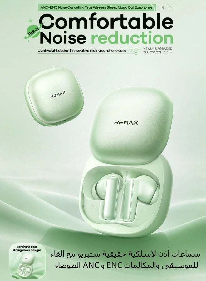 REMAX TWS-18 True Wireless Noise Cancelling Earbuds, Stereo Music and Call Earphones, Bluetooth 6.0, ANC+ENC Noise Reduction Comfortable to Wear, 20 Hours Battery Life, Fast Charging, Compact Portable. (White) - Image 3
