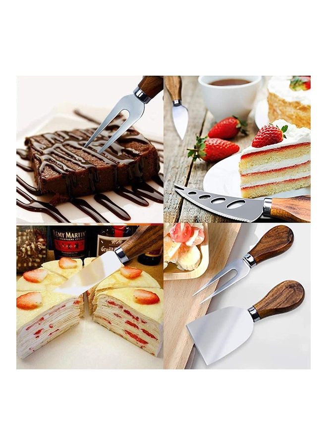 Loquat 6-Piece Cheese Knife Set Brown/Silver - Image 3