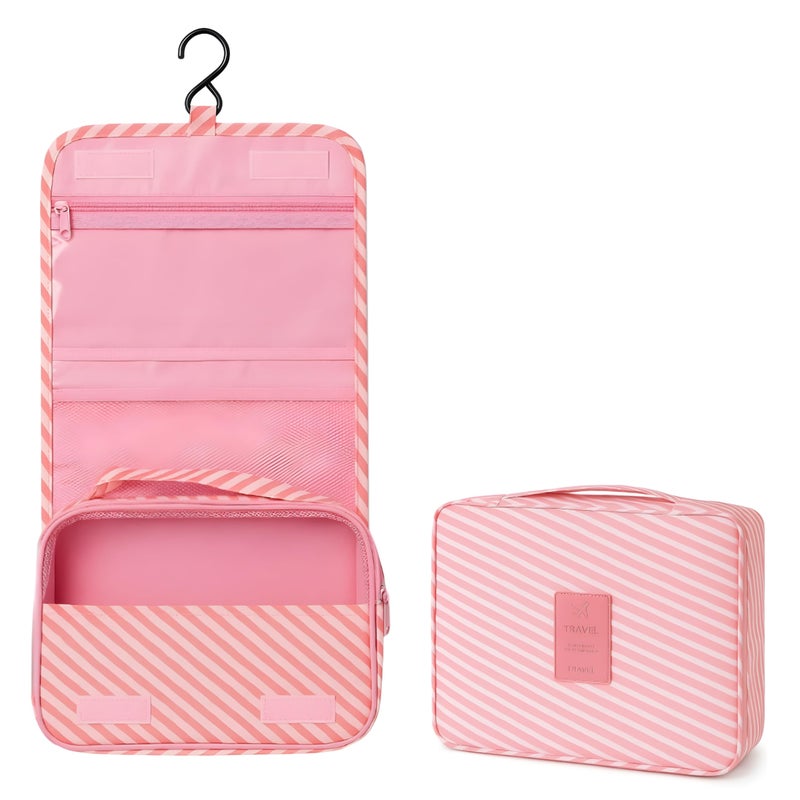 Nibbler Hanging Travel Toiletry Bag for Women & Men – Waterproof Organizer with Hook, Multiple Compartments, Flamingo Print – Ideal for Makeup, Shaving Kit, Cosmetics & Bathroom Essentials (Pink) - Image 4