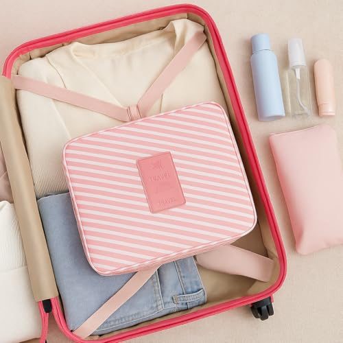 Nibbler Hanging Travel Toiletry Bag for Women & Men – Waterproof Organizer with Hook, Multiple Compartments, Flamingo Print – Ideal for Makeup, Shaving Kit, Cosmetics & Bathroom Essentials (Pink) - Image 2