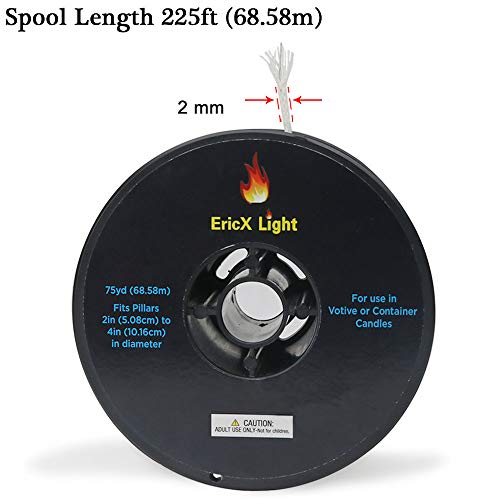 EricX Light Zinc Core Candle Wick 225ft Spool Specialize for Votive or Container Candle Making,Large - Image 4