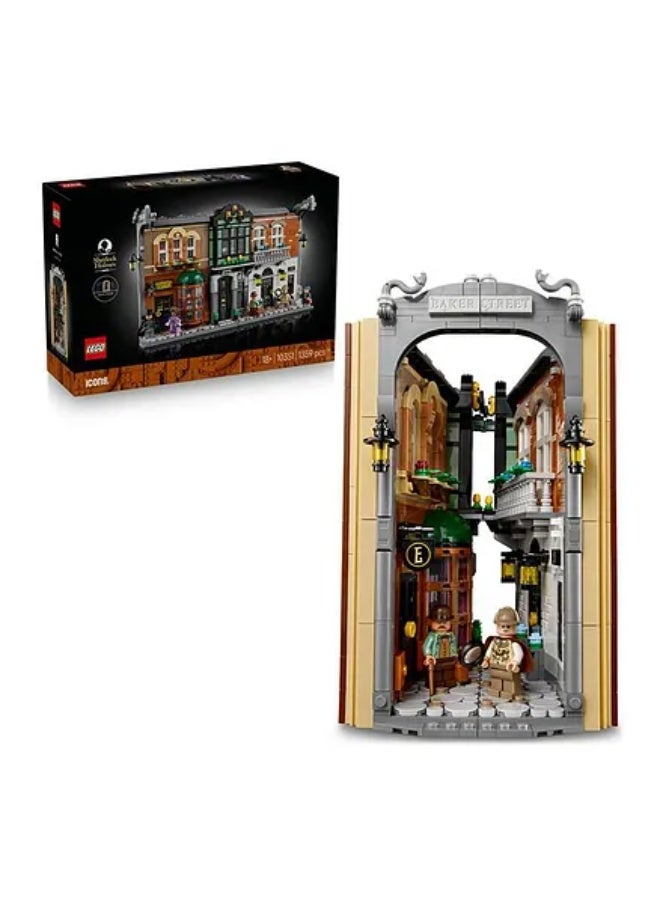 ليغو مجموعة بناء ركن الكتب من ليجو آيكونز شيرلوك هولمز، مجموعة ديكور رف الكتب للبالغين، 10351 - 1359 قطعة - Image 1