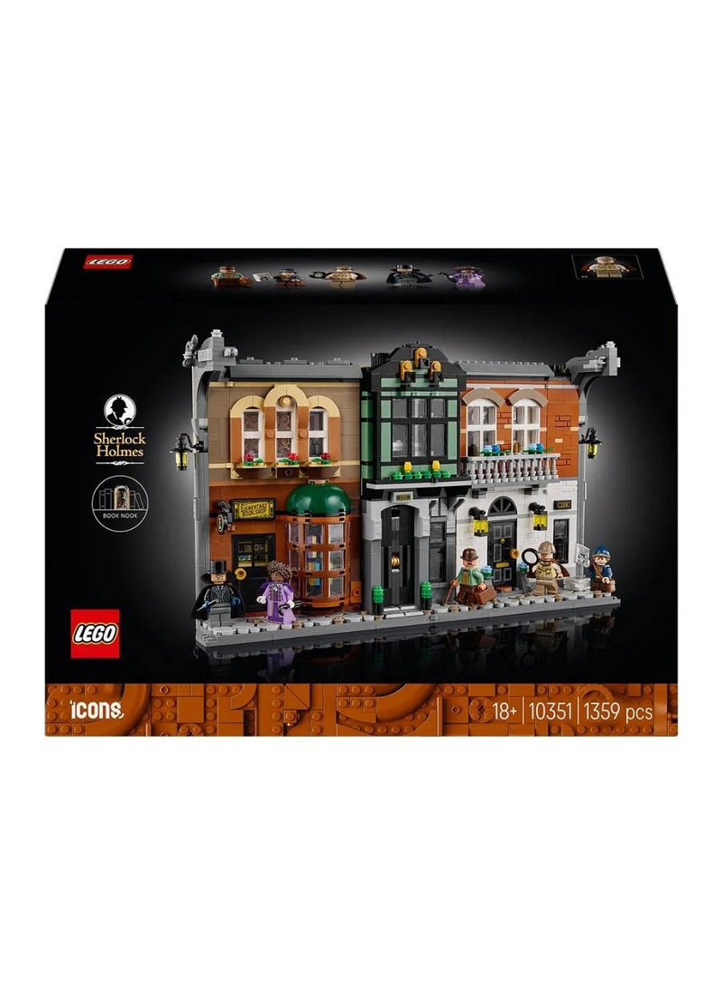 ليغو مجموعة بناء ركن الكتب من ليجو آيكونز شيرلوك هولمز، مجموعة ديكور رف الكتب للبالغين، 10351 - 1359 قطعة - Image 3