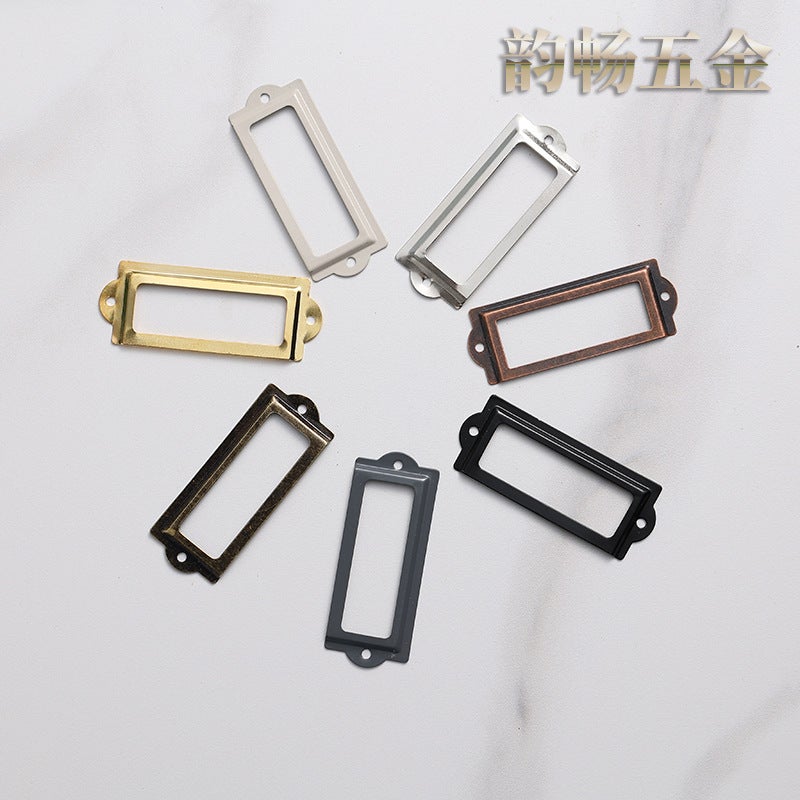Small Card Slot Name Card Frame Handle Label Frame Square Frame Iron Antique Drawer Card Clip Label Bookmark Frame - Image 4