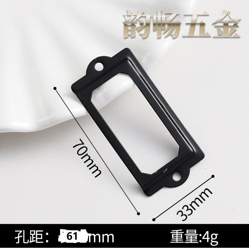 Small Card Slot Name Card Frame Handle Label Frame Square Frame Iron Antique Drawer Card Clip Label Bookmark Frame - Image 1