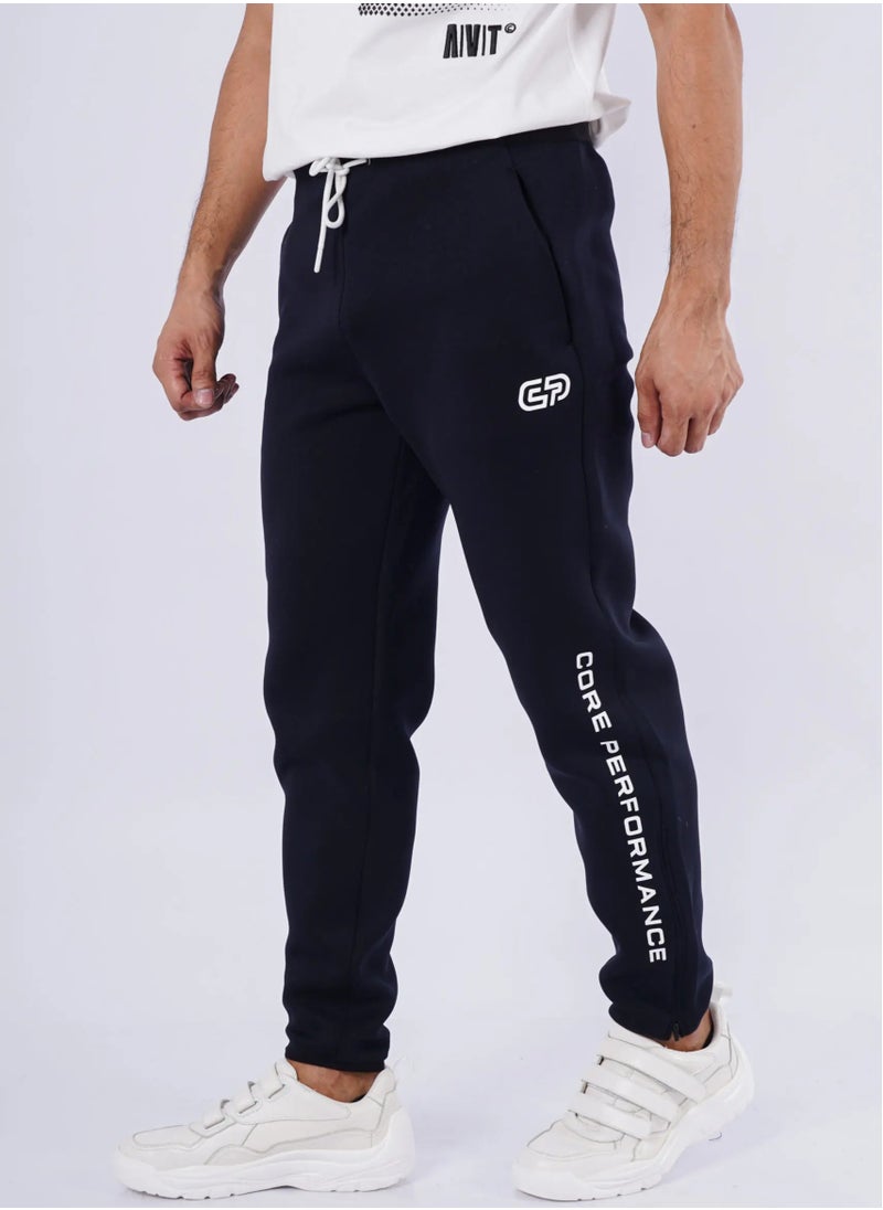 JACK & JONES - Men’s Textured Lace Secured Jogger Pants in Ocean Black - Image 1