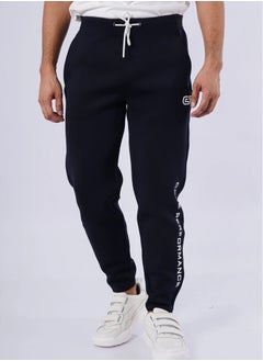 Men’s Textured Lace Secured Jogger Pants in Ocean Black