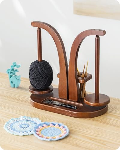 Baffect Yarn Holder Magnetic Yarn Ball Holder Wooden Yarn Spindle with Double Spindles Spinning Yarn Holder for Crochet Lovers - Image 1