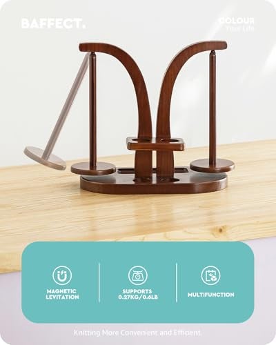 Baffect Yarn Holder Magnetic Yarn Ball Holder Wooden Yarn Spindle with Double Spindles Spinning Yarn Holder for Crochet Lovers - Image 3