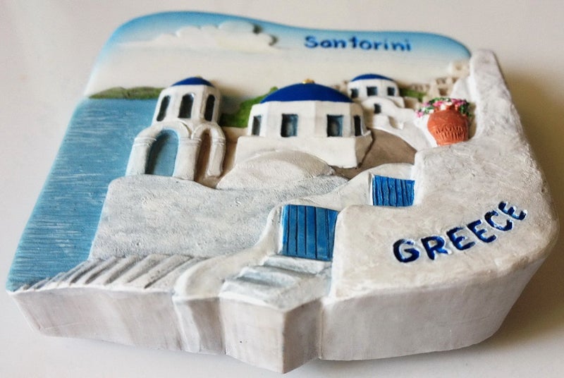 WitnyStore Tiny 2⅜" Santorini Island Greece Magnet - Miniature Hand Made Resin 3D Europe Landmark Tourist Attractions Decorative Refrigerator Fridge Magnets Décor Collectible Traveler Souvenirs Gifts - Image 2