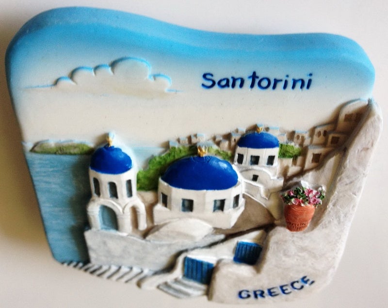 WitnyStore Tiny 2⅜" Santorini Island Greece Magnet - Miniature Hand Made Resin 3D Europe Landmark Tourist Attractions Decorative Refrigerator Fridge Magnets Décor Collectible Traveler Souvenirs Gifts - Image 3