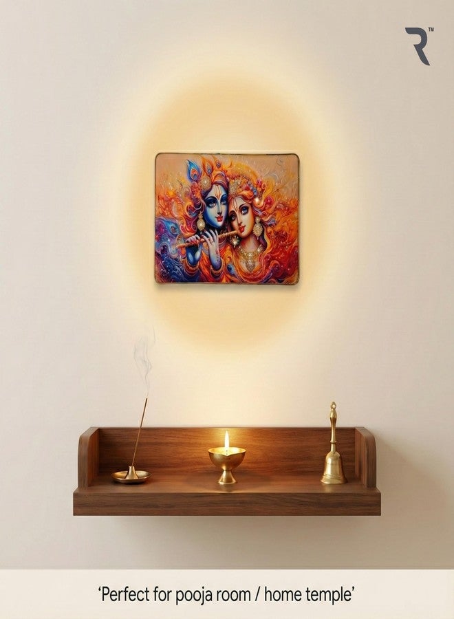 Reyal Radha Krishna Crystal Embedded High Gloss Wall Painting, Golden Slim Frame, 45x30 Cm (18x12 Inch) Wall Art for Living Room, Bedroom, Office & Home Décor (RK-04) - Image 4