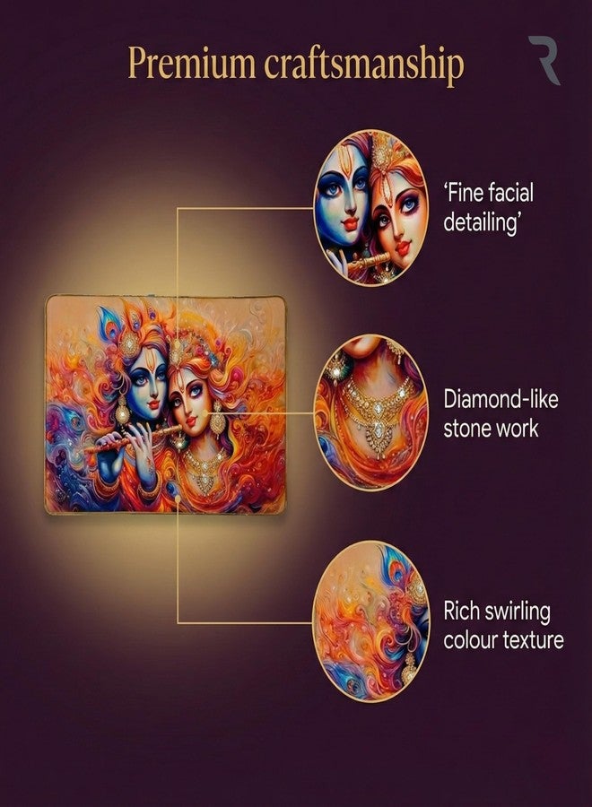 Reyal Radha Krishna Crystal Embedded High Gloss Wall Painting, Golden Slim Frame, 45x30 Cm (18x12 Inch) Wall Art for Living Room, Bedroom, Office & Home Décor (RK-04) - Image 2