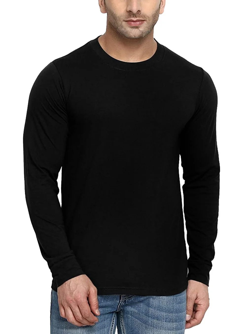 Rock&Roll Plain Black Long Sleeve Men's T-Shirt 3-Piece Eco Pack