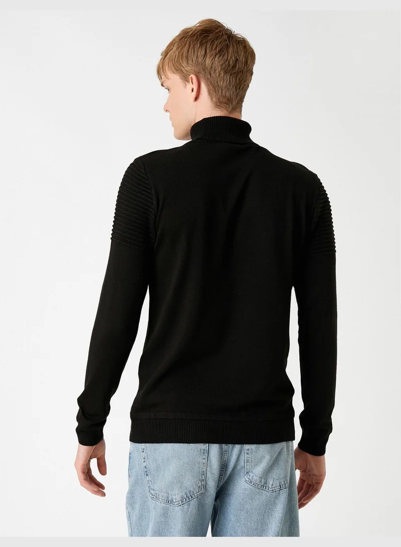 كوتون Textured Turtleneck Sweater