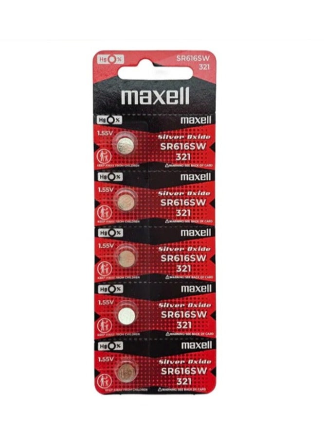 ماكسل 5-Pieces Maxell SR616SW / 321 Silver Oxide Hg0% 1.55V (maxell) Japan Batteries 