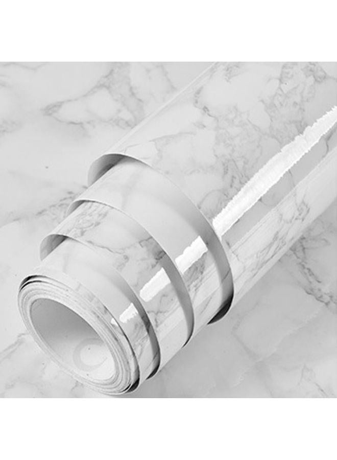 Marble Sticky Back Plastic Contact Paper Self Adhesive Wallpaper Waterproof Roll for Kitchen Countertop Furniture Easy to Remove White/Grey 60x1000cm