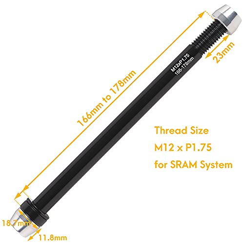 CyclingDeal Trainer Thru Axle - Bike Bicycle 12mm Rear Wheel Skewer for Indoor - Length 166mm to 178mm Boost - Thread Pitch: M12 x P1.75 - Spacers 2.5mm/6mm Included - Image 2