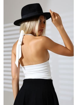 Win Moda Women's Back-Tied Crop Blouse  - Image 4