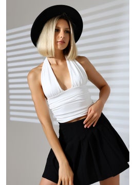Win Moda Women's Back-Tied Crop Blouse  - Image 2