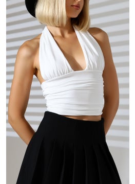 Win Moda Women's Back-Tied Crop Blouse  - Image 3