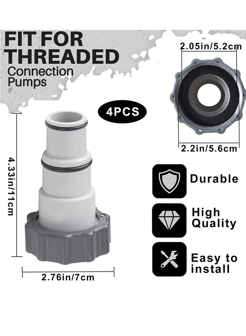 Excefore Pool Pump Hose Connector, for 38 mm and 32 mm Hose Pipe, 4PCS Hose Adapters, for Connection Pumps Fits Filter Pumps, Chlorine Generators, and Salt Systems with Threaded Hose Connections - Image 3