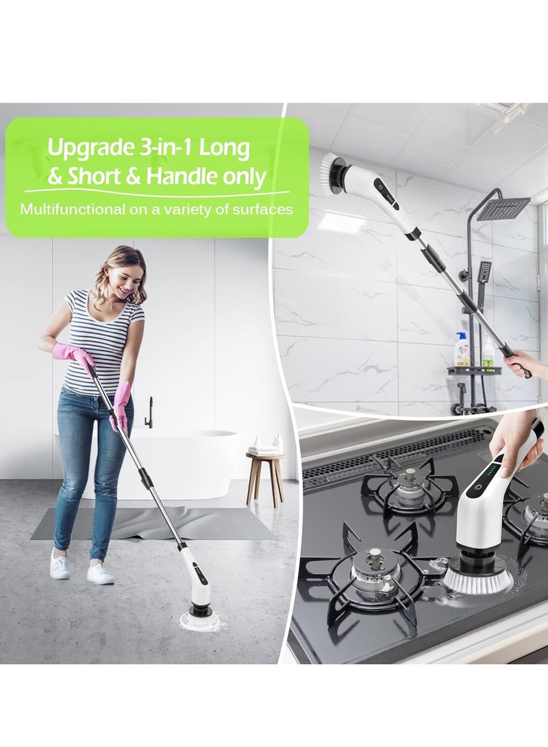 JAJEEK Cordless Rotating Electric Scrubber Brush with Long Handle & 7 Replaceable Cleaning Heads – Extendable as Short Handle, Portable Electric Shower Brush, Home Cleaning Tools for Floor, Tile, Bathroom, Kitchen & More  - Image 3