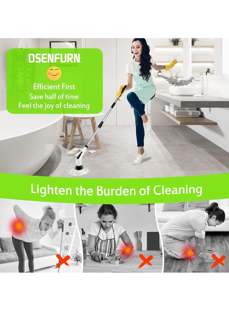 JAJEEK Cordless Rotating Electric Scrubber Brush with Long Handle & 7 Replaceable Cleaning Heads – Extendable as Short Handle, Portable Electric Shower Brush, Home Cleaning Tools for Floor, Tile, Bathroom, Kitchen & More  - Image 5
