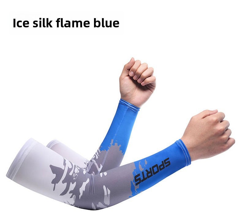 Summer Ice Silk Sun Protection Sleeves for Men Ink Black  - Image 4