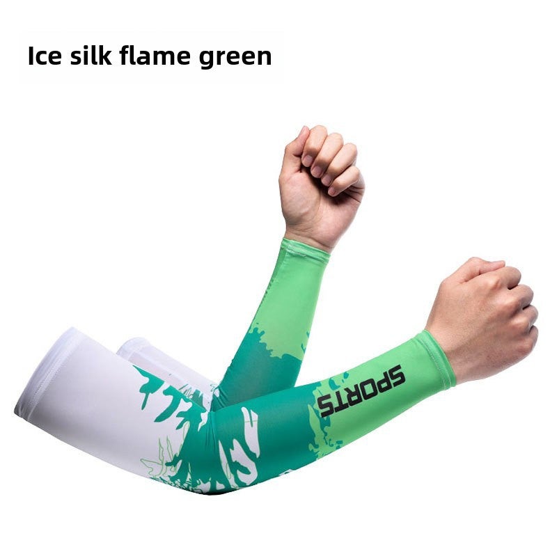 Summer Ice Silk Sun Protection Sleeves for Men Ink Black  - Image 3