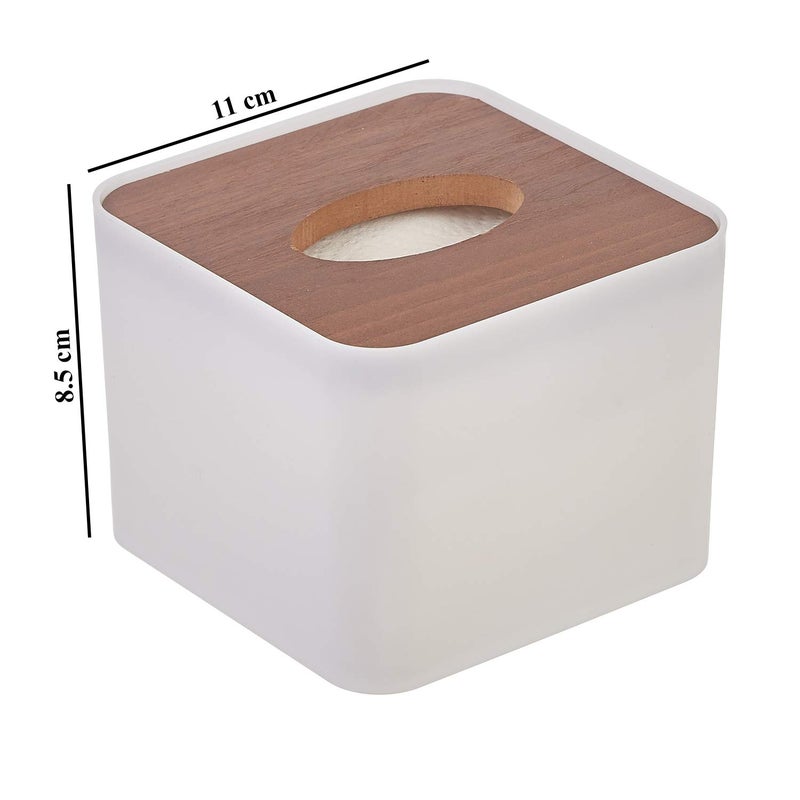 MDN Mist Square Wooden Top Facial Tissue Dispenser and Holder for Bathroom Vanity Countertops Bedroom Dressers Night Stands Desks Tables - Set of 2 - Image 5