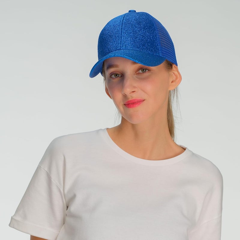 Cc Ponycap Messy High Bun Ponytail Adjustable Glitter Mesh Trucker Baseball Cap - Image 3