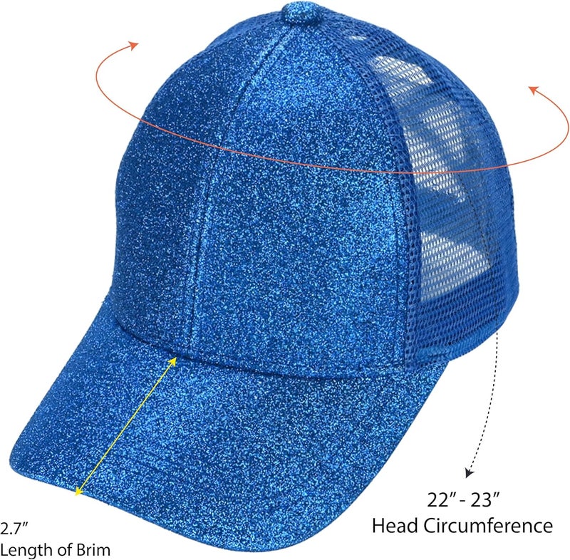 Cc Ponycap Messy High Bun Ponytail Adjustable Glitter Mesh Trucker Baseball Cap - Image 5