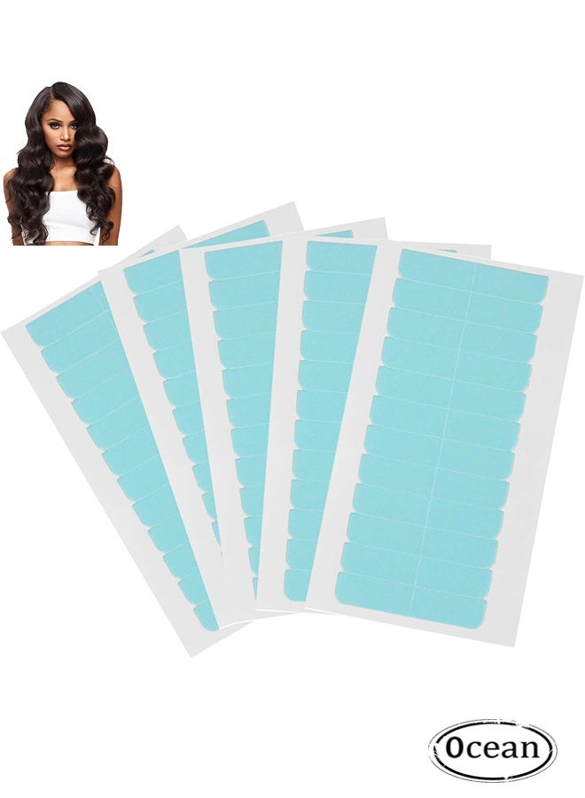 JS 5-Piece Waterproof Double Sided Hair Extension Adhesive Tape Blue 0.8 X 4cm - Image 1
