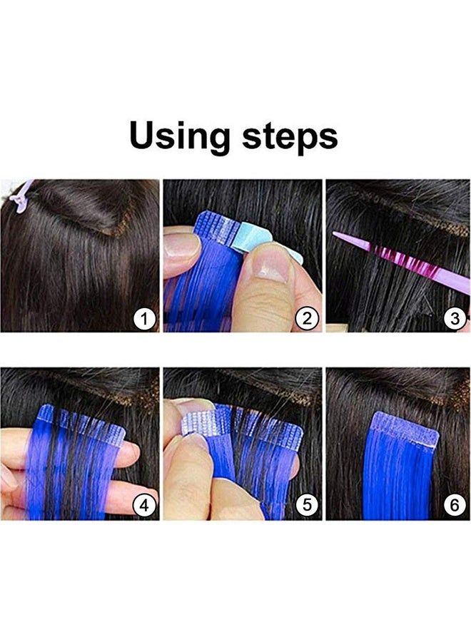 JS 5-Piece Waterproof Double Sided Hair Extension Adhesive Tape Blue 0.8 X 4cm - Image 3