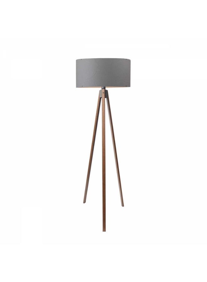 Grey Wooden Tripod Floor Lamp – 140 cm Modern Minimal Standing Light for Living Room, Bedroom & Office (E27) - Image 1