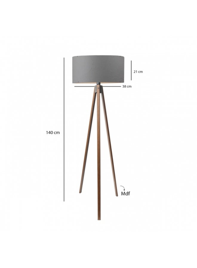 Grey Wooden Tripod Floor Lamp – 140 cm Modern Minimal Standing Light for Living Room, Bedroom & Office (E27) - Image 2