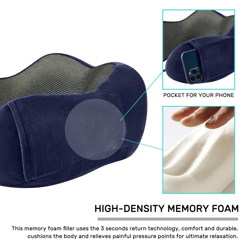 urnexttour Travel Pillow for Airplane-2 Pack Memory Foam Neck Pillows, Soft Support Travel Essentials for Travelling, Sleeping Rest, Car, Train and Home Use(Grey&Blue) - Image 5