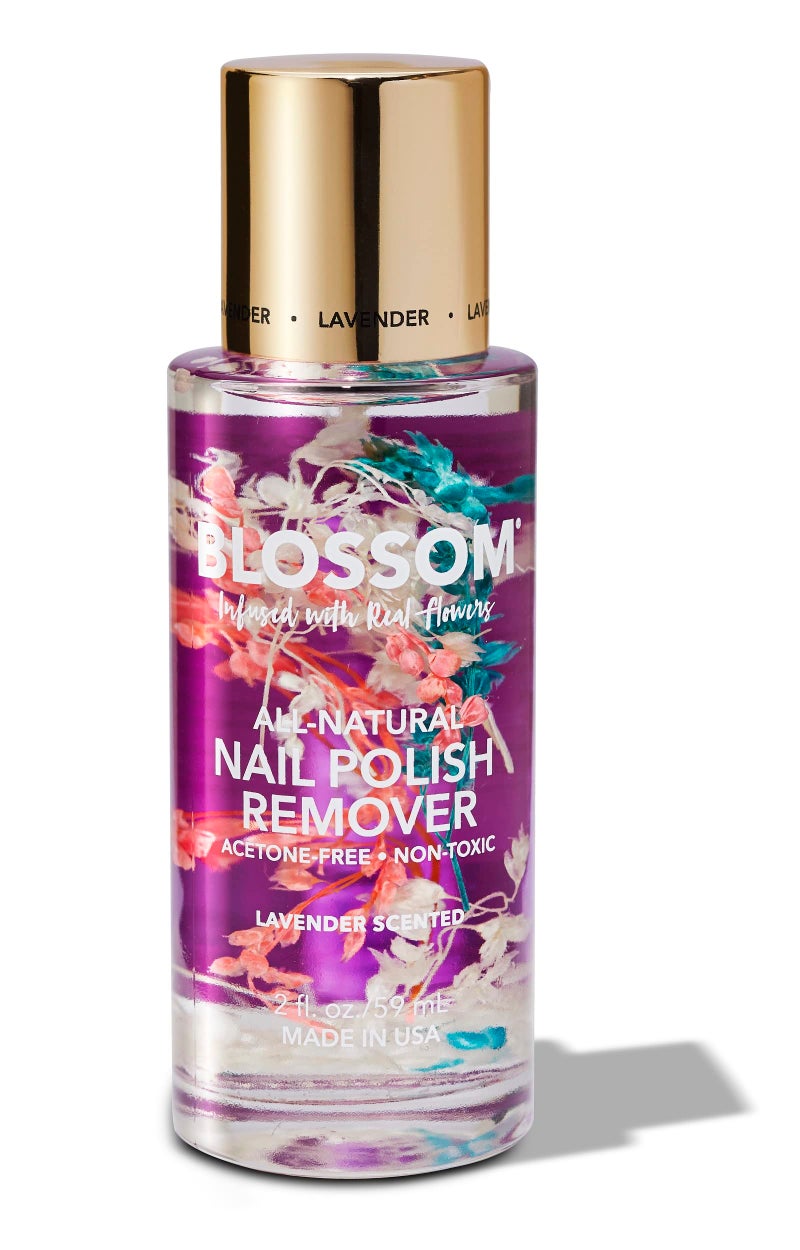 Blossom Non Toxic Nail Polish Remover Non Acetone, All Natural Scented, Vegan, Acetone Free Nail Polish Remover, Organic Plant-Based, Infused with Real Flowers, Made in USA, 2oz, Lavender - Image 1
