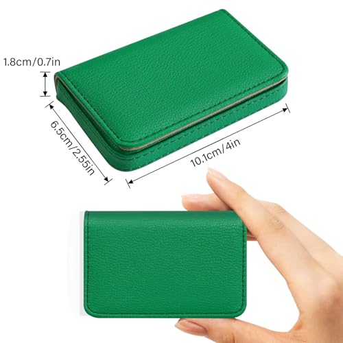 AI-DEE Business Card Holder，PU Leather Business Card Case Color Printing Pattern Card Holder Wallet，Pockets Magnetic Credit Card Holders for Men and Women - Dark Green - Image 2